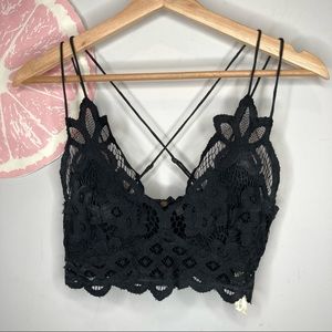 Free People Adella black lace bralette size small